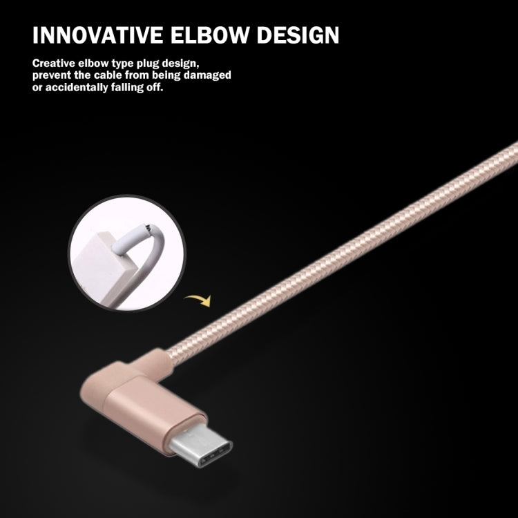 1.2m 2A 90 Copper Wires Woven Elbow USB-C / Type-C 3.1 to USB 2.0 Data / Charger Cable