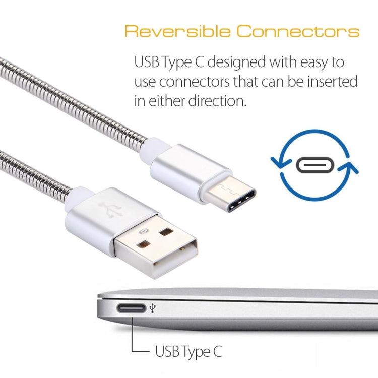 1m USB-C / Type-C 3.1 Male to USB 2.0 Male Data Sync Charging Metal Wire Spring Cable, For Galaxy S8 & S8 + / LG G6 / Huawei P10 & P10 Plus / Xiaomi Mi6 & Max 2 and other Smartphones