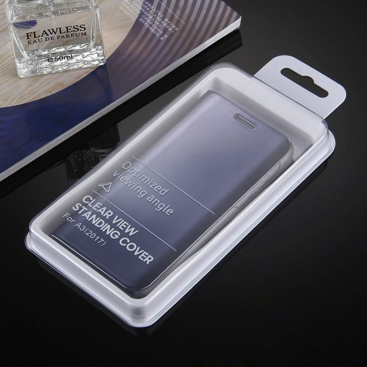 For Galaxy A3 (2017) / A320 Electroplating Mirror Horizontal Flip Leather Case with Holder