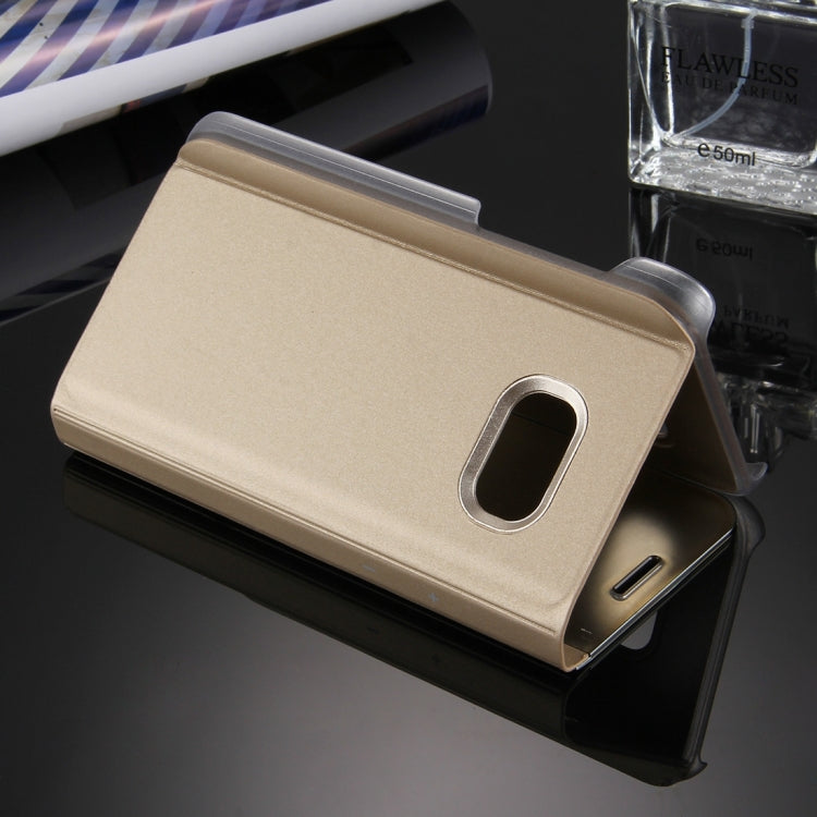 For Galaxy A7 (2017) / A720 Electroplating Mirror Horizontal Flip Leather Case with Holder