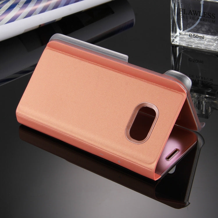 For Galaxy A7 (2017) / A720 Electroplating Mirror Horizontal Flip Leather Case with Holder