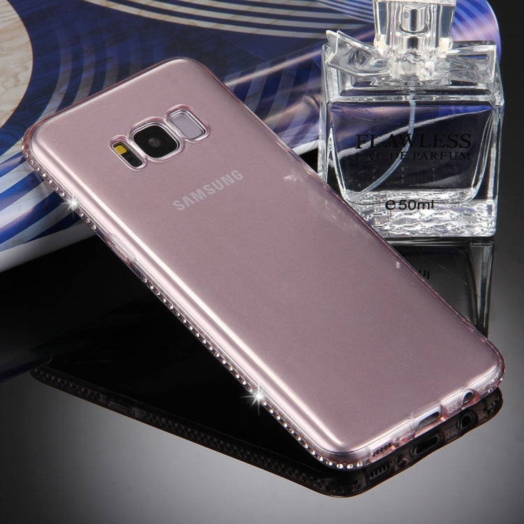 For Galaxy S8 Diamond Encrusted Transparent Soft TPU Protective Back Cover Case (Pink)