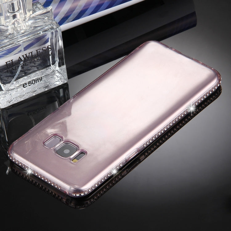 For Galaxy S8 Diamond Encrusted Transparent Soft TPU Protective Back Cover Case (Pink)