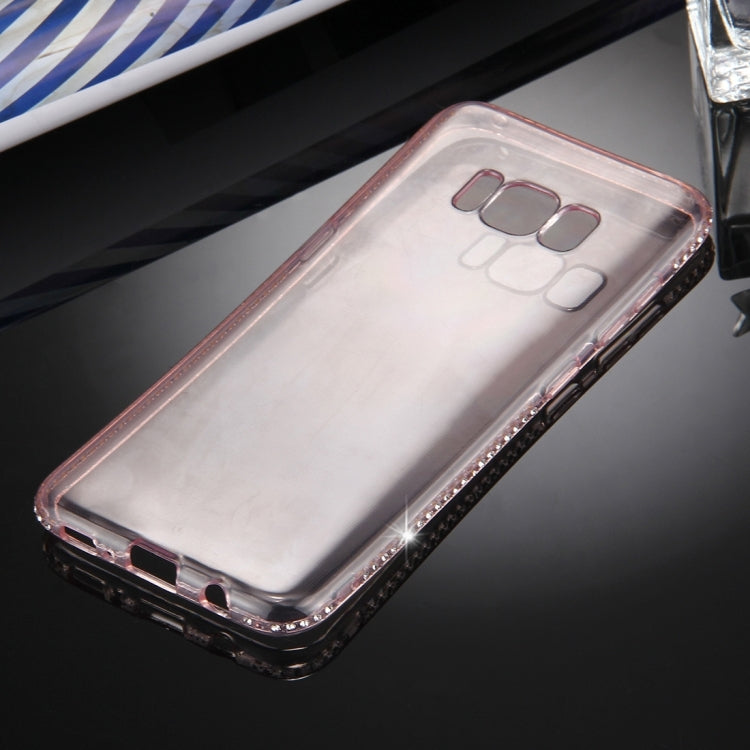 For Galaxy S8 Diamond Encrusted Transparent Soft TPU Protective Back Cover Case (Pink)