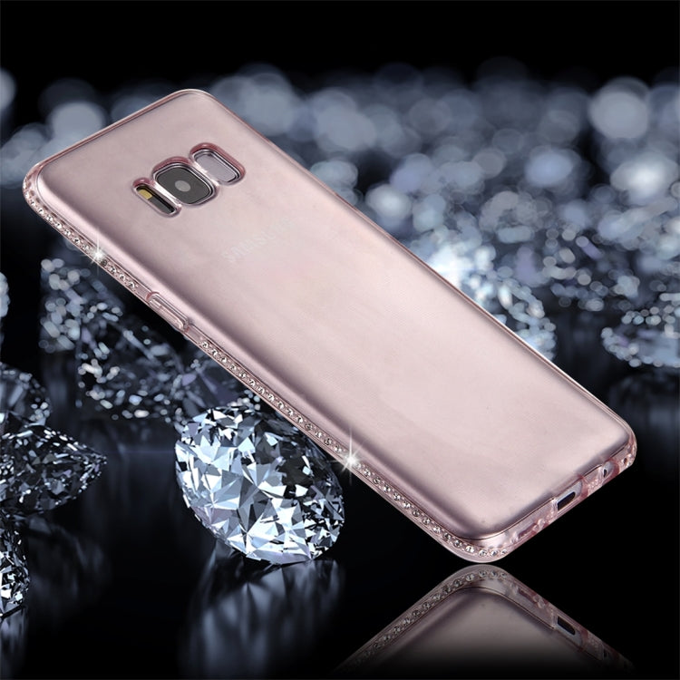 For Galaxy S8 Diamond Encrusted Transparent Soft TPU Protective Back Cover Case (Pink)