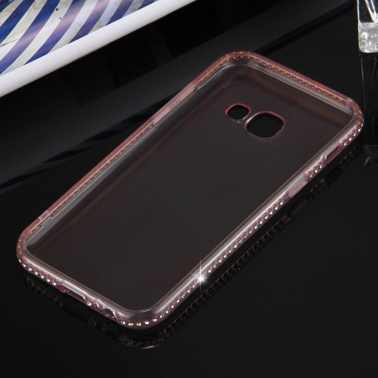For Galaxy A3 (2017) Diamond Encrusted Transparent Soft TPU Protective Back Cover Case (Pink)