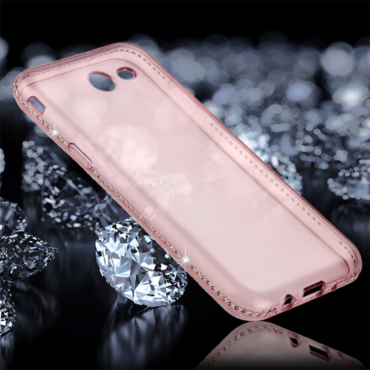 For Galaxy J5 (2017) (US Version) Diamond Encrusted Transparent Soft TPU Protective Back Cover Case