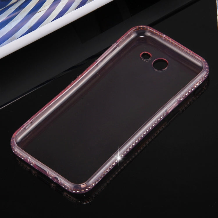 For Galaxy J5 (2017) (US Version) Diamond Encrusted Transparent Soft TPU Protective Back Cover Case