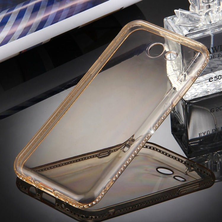 For Galaxy J5 (2017) (US Version) Diamond Encrusted Transparent Soft TPU Protective Back Cover Case