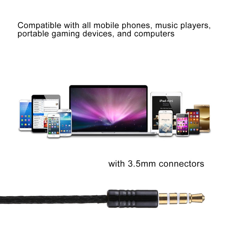 U-20 1.2m Bass Stereo Sound In-ear Wire Control Earphone with Mic, For iPhone, iPad, Galaxy, Huawei, Xiaomi, LG, HTC and Other Smartphones