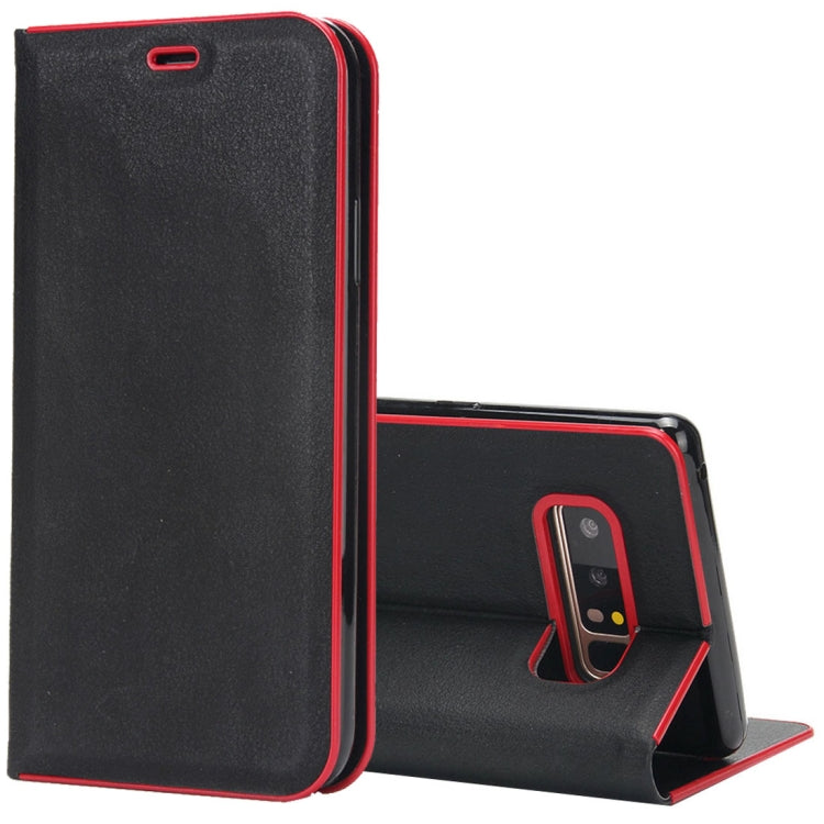 For Galaxy Note 8 Cowhide Texture PC Bumper Frame Strong Magnetic Adsorption Horizontal Flip Leather Case with Holder & Card Slots