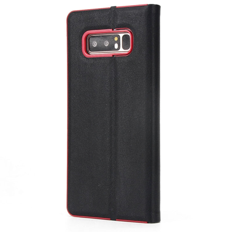 For Galaxy Note 8 Cowhide Texture PC Bumper Frame Strong Magnetic Adsorption Horizontal Flip Leather Case with Holder & Card Slots