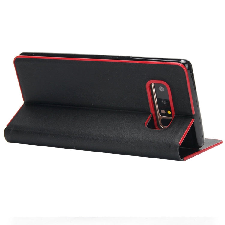 For Galaxy Note 8 Cowhide Texture PC Bumper Frame Strong Magnetic Adsorption Horizontal Flip Leather Case with Holder & Card Slots
