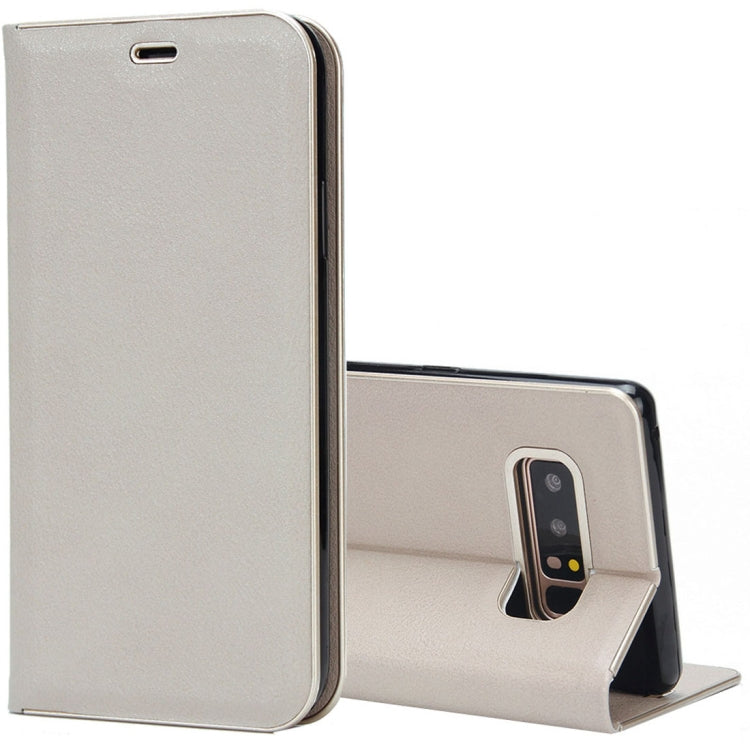For Galaxy Note 8 Cowhide Texture PC Bumper Frame Strong Magnetic Adsorption Horizontal Flip Leather Case with Holder & Card Slots