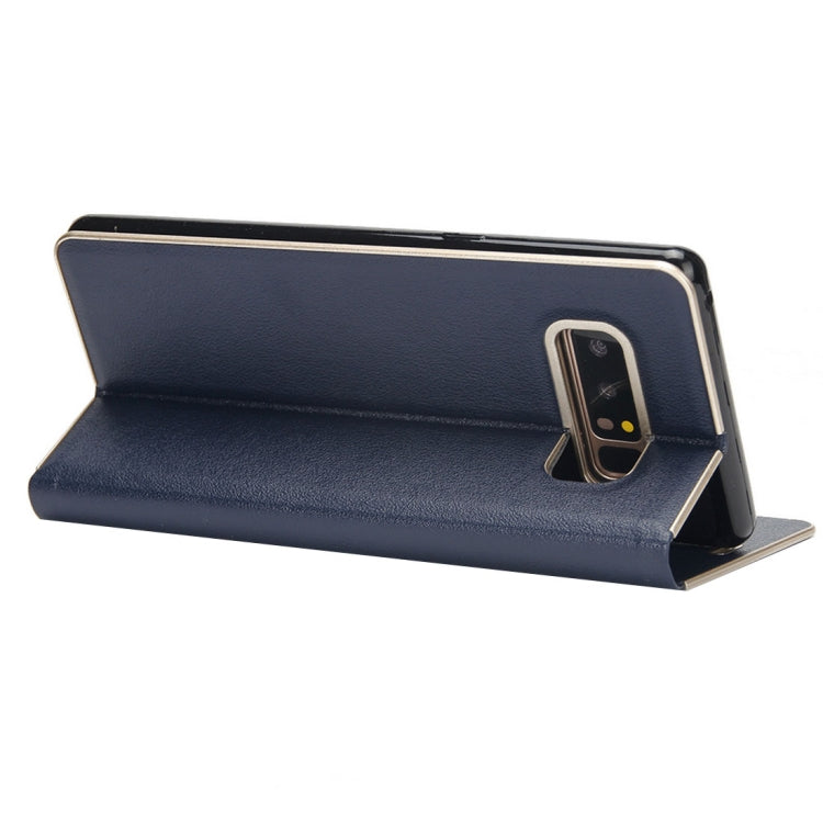 For Galaxy Note 8 Cowhide Texture PC Bumper Frame Strong Magnetic Adsorption Horizontal Flip Leather Case with Holder & Card Slots