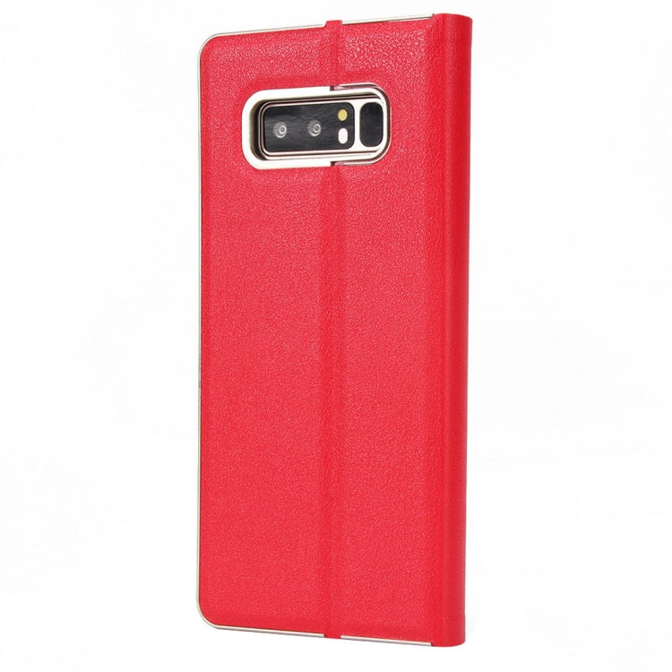 For Galaxy Note 8 Cowhide Texture PC Bumper Frame Strong Magnetic Adsorption Horizontal Flip Leather Case with Holder & Card Slots