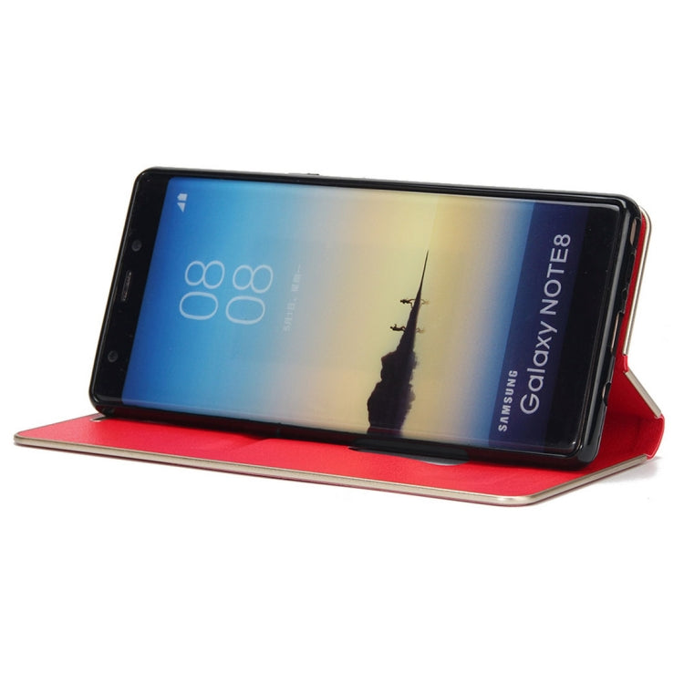 For Galaxy Note 8 Cowhide Texture PC Bumper Frame Strong Magnetic Adsorption Horizontal Flip Leather Case with Holder & Card Slots