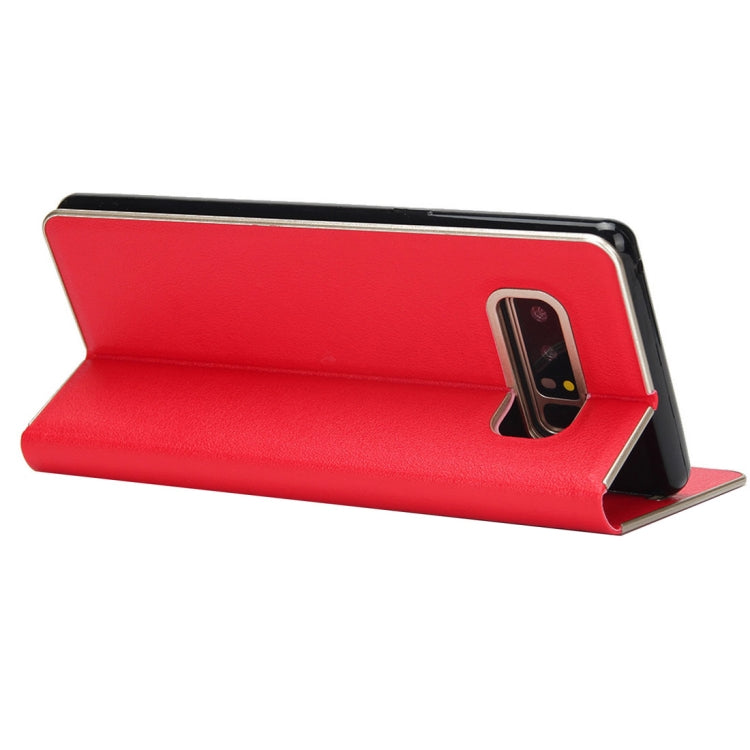 For Galaxy Note 8 Cowhide Texture PC Bumper Frame Strong Magnetic Adsorption Horizontal Flip Leather Case with Holder & Card Slots