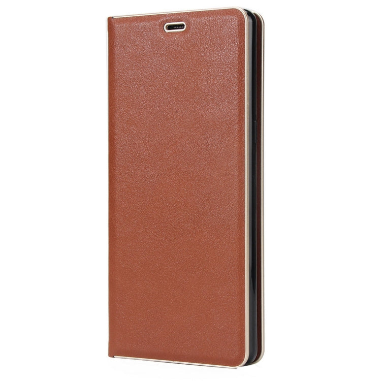 For Galaxy Note 8 Cowhide Texture PC Bumper Frame Strong Magnetic Adsorption Horizontal Flip Leather Case with Holder & Card Slots