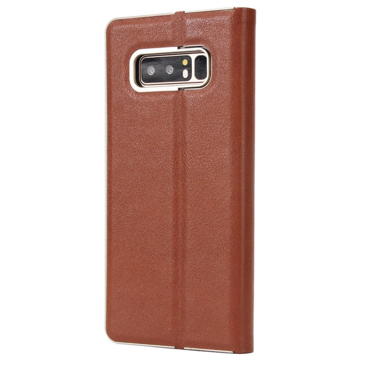 For Galaxy Note 8 Cowhide Texture PC Bumper Frame Strong Magnetic Adsorption Horizontal Flip Leather Case with Holder & Card Slots