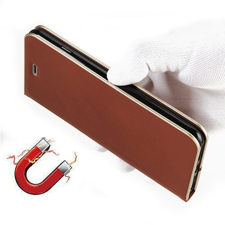 For Galaxy Note 8 Cowhide Texture PC Bumper Frame Strong Magnetic Adsorption Horizontal Flip Leather Case with Holder & Card Slots