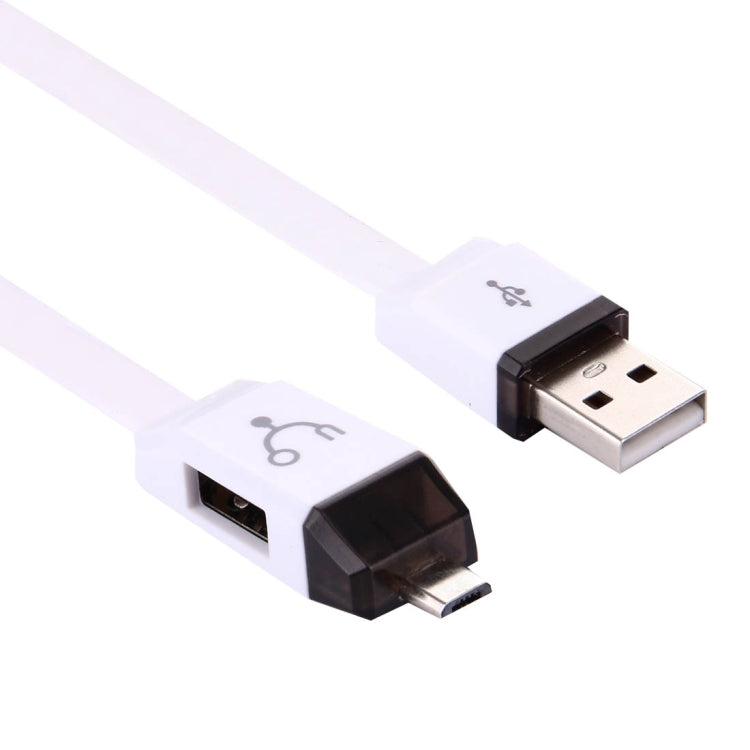 Y Style Noodle Line OTG Function Micro USB Male & USB Female to USB Male Data Charging Cable for Smartphones / U Disk / Printer / Gamepad / Camera / Mouse / Keyboard, Length: 30cm