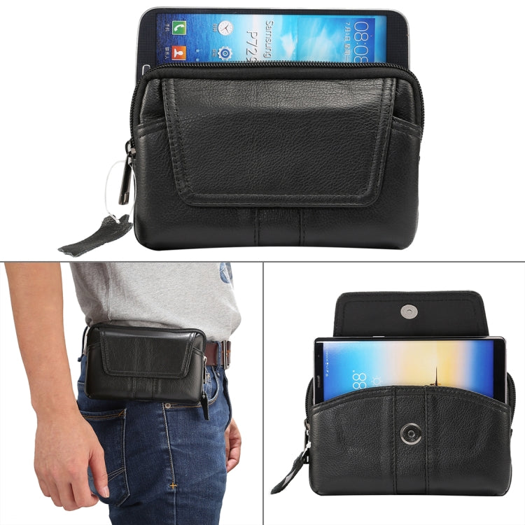 6.0 inch and Below Universal Genuine Leather Men Horizontal Style Case Waist Bag with Belt Hole, For Sony, Huawei, Meizu, Lenovo, ASUS, Cubot, Oneplus, Xiaomi, Ulefone, Letv, DOOGEE, Vkworld, and other Smartphones