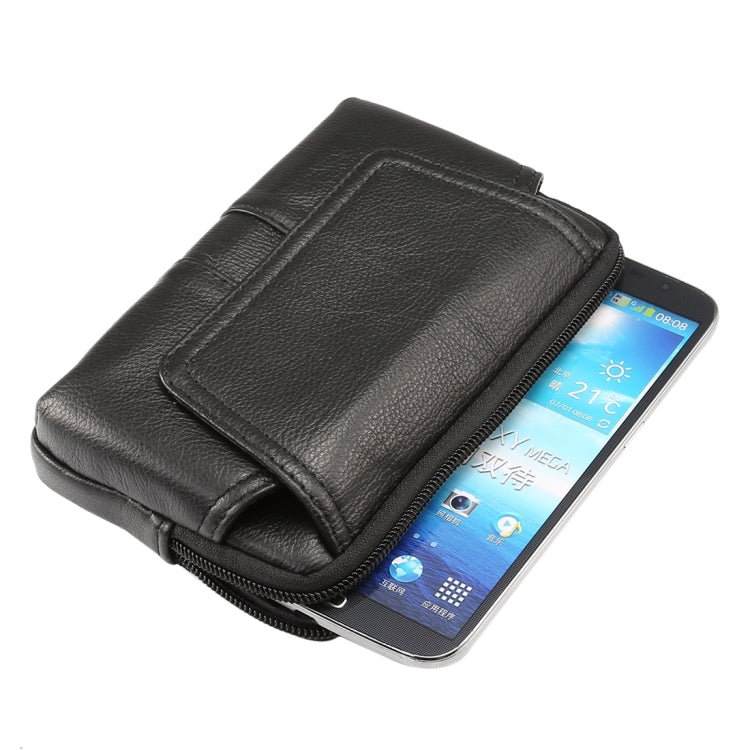 6.0 inch and Below Universal Genuine Leather Men Horizontal Style Case Waist Bag with Belt Hole, For Sony, Huawei, Meizu, Lenovo, ASUS, Cubot, Oneplus, Xiaomi, Ulefone, Letv, DOOGEE, Vkworld, and other Smartphones