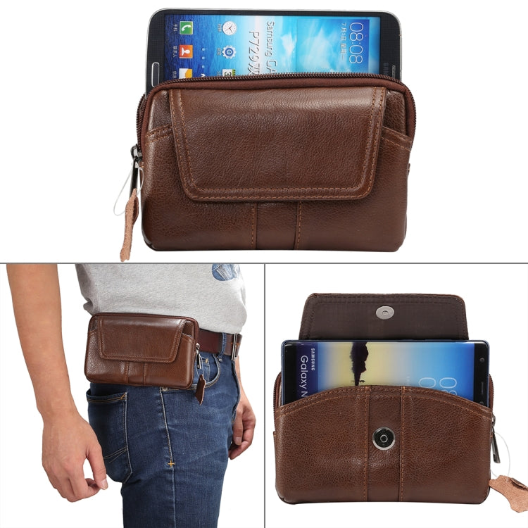 6.0 inch and Below Universal Genuine Leather Men Horizontal Style Case Waist Bag with Belt Hole, For Sony, Huawei, Meizu, Lenovo, ASUS, Cubot, Oneplus, Xiaomi, Ulefone, Letv, DOOGEE, Vkworld, and other Smartphones