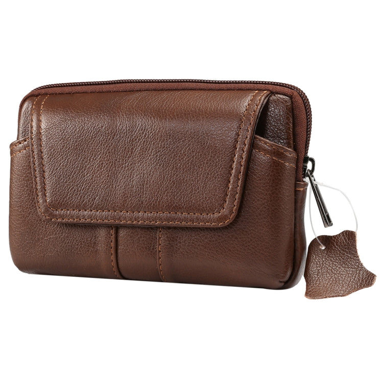 6.0 inch and Below Universal Genuine Leather Men Horizontal Style Case Waist Bag with Belt Hole, For Sony, Huawei, Meizu, Lenovo, ASUS, Cubot, Oneplus, Xiaomi, Ulefone, Letv, DOOGEE, Vkworld, and other Smartphones