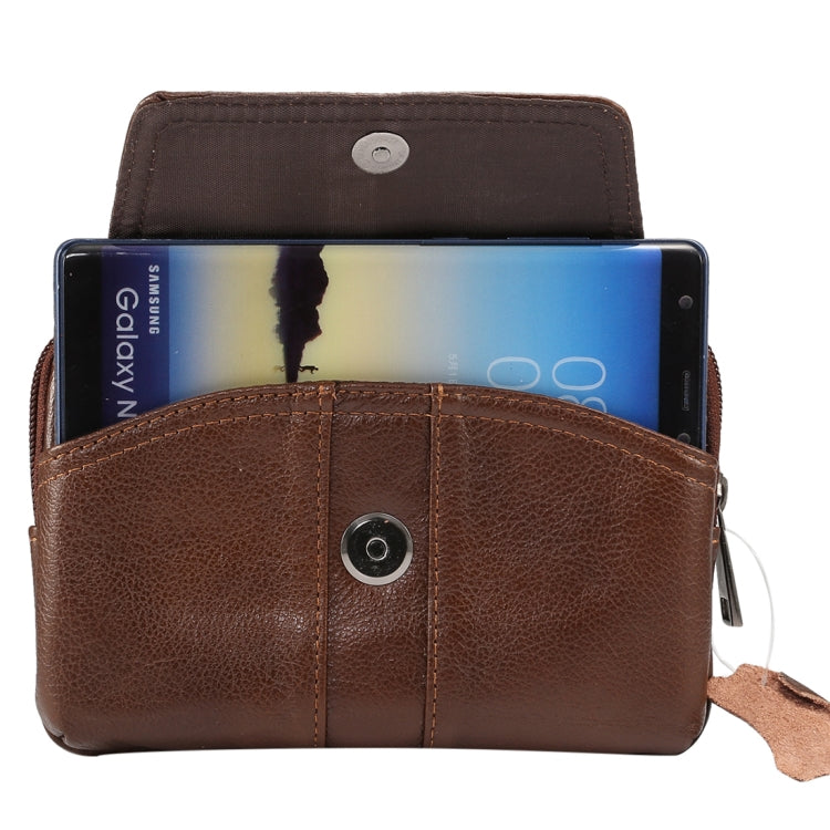 6.0 inch and Below Universal Genuine Leather Men Horizontal Style Case Waist Bag with Belt Hole, For Sony, Huawei, Meizu, Lenovo, ASUS, Cubot, Oneplus, Xiaomi, Ulefone, Letv, DOOGEE, Vkworld, and other Smartphones