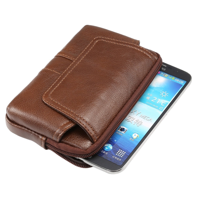 6.0 inch and Below Universal Genuine Leather Men Horizontal Style Case Waist Bag with Belt Hole, For Sony, Huawei, Meizu, Lenovo, ASUS, Cubot, Oneplus, Xiaomi, Ulefone, Letv, DOOGEE, Vkworld, and other Smartphones