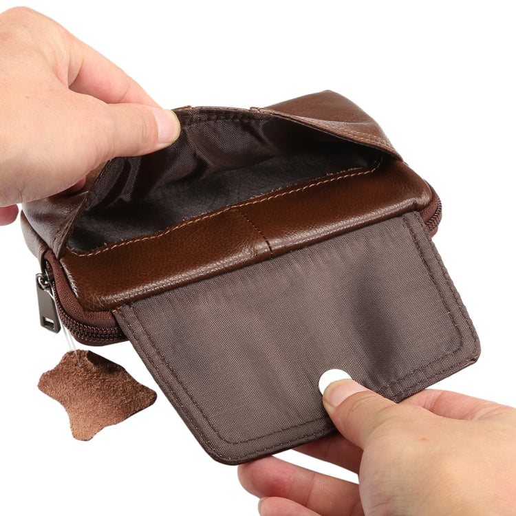 6.0 inch and Below Universal Genuine Leather Men Horizontal Style Case Waist Bag with Belt Hole, For Sony, Huawei, Meizu, Lenovo, ASUS, Cubot, Oneplus, Xiaomi, Ulefone, Letv, DOOGEE, Vkworld, and other Smartphones