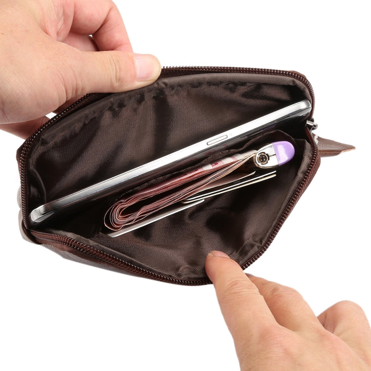 6.0 inch and Below Universal Genuine Leather Men Horizontal Style Case Waist Bag with Belt Hole, For Sony, Huawei, Meizu, Lenovo, ASUS, Cubot, Oneplus, Xiaomi, Ulefone, Letv, DOOGEE, Vkworld, and other Smartphones