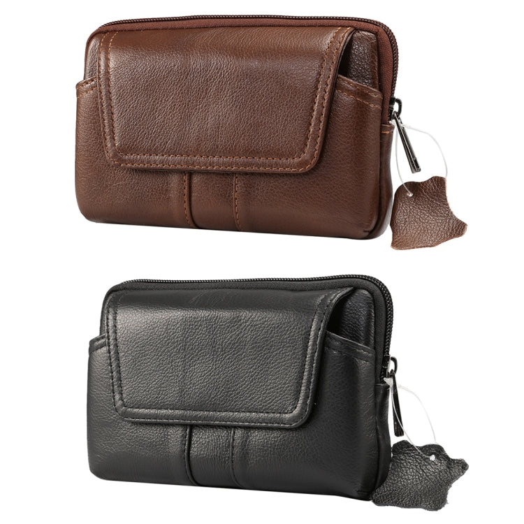 6.0 inch and Below Universal Genuine Leather Men Horizontal Style Case Waist Bag with Belt Hole, For Sony, Huawei, Meizu, Lenovo, ASUS, Cubot, Oneplus, Xiaomi, Ulefone, Letv, DOOGEE, Vkworld, and other Smartphones
