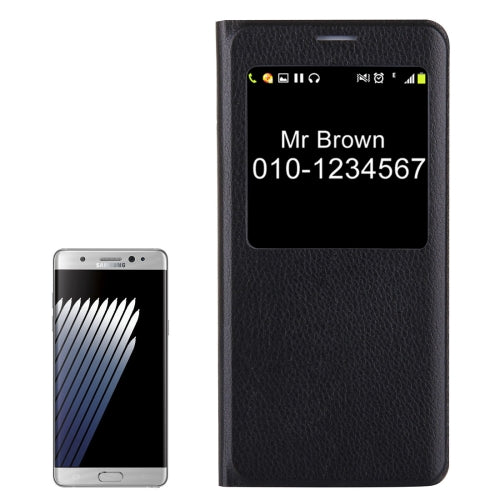 For Galaxy Note 7 / N930 Litchi Texture Horizontal Flip Leather Case with Call Display ID