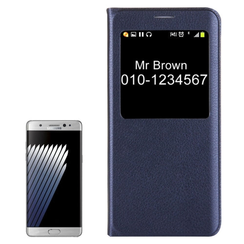 For Galaxy Note 7 / N930 Litchi Texture Horizontal Flip Leather Case with Call Display ID