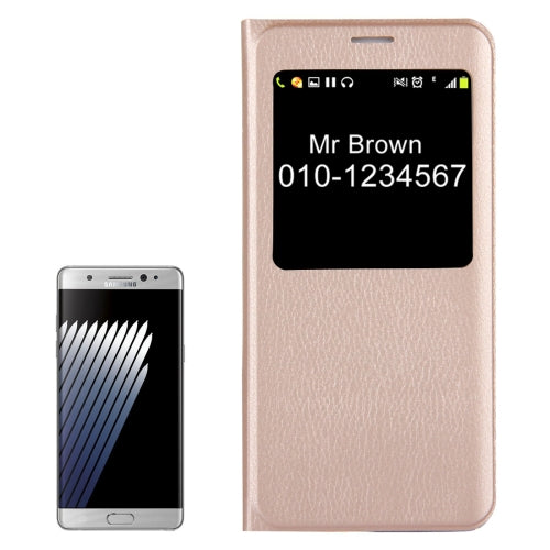 For Galaxy Note 7 / N930 Litchi Texture Horizontal Flip Leather Case with Call Display ID
