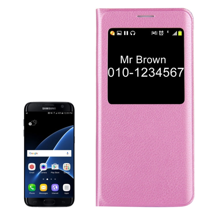 For Galaxy S7 / G930 Litchi Texture Horizontal Flip Leather Case with Call Display ID