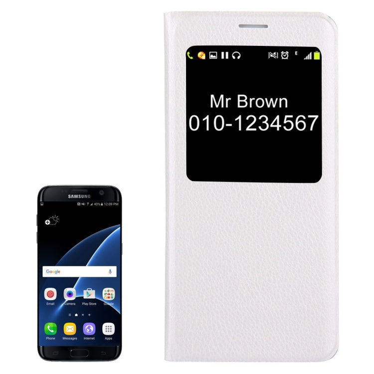 For Galaxy S7 / G930 Litchi Texture Horizontal Flip Leather Case with Call Display ID