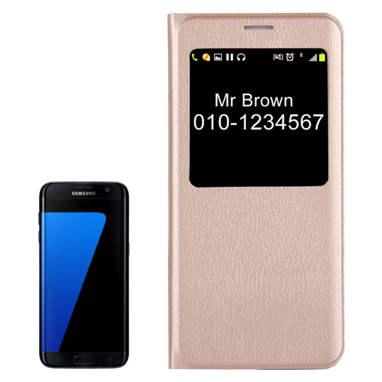 For Galaxy S7 Edge / G935 Litchi Texture Horizontal Flip Leather Case with Call Display ID