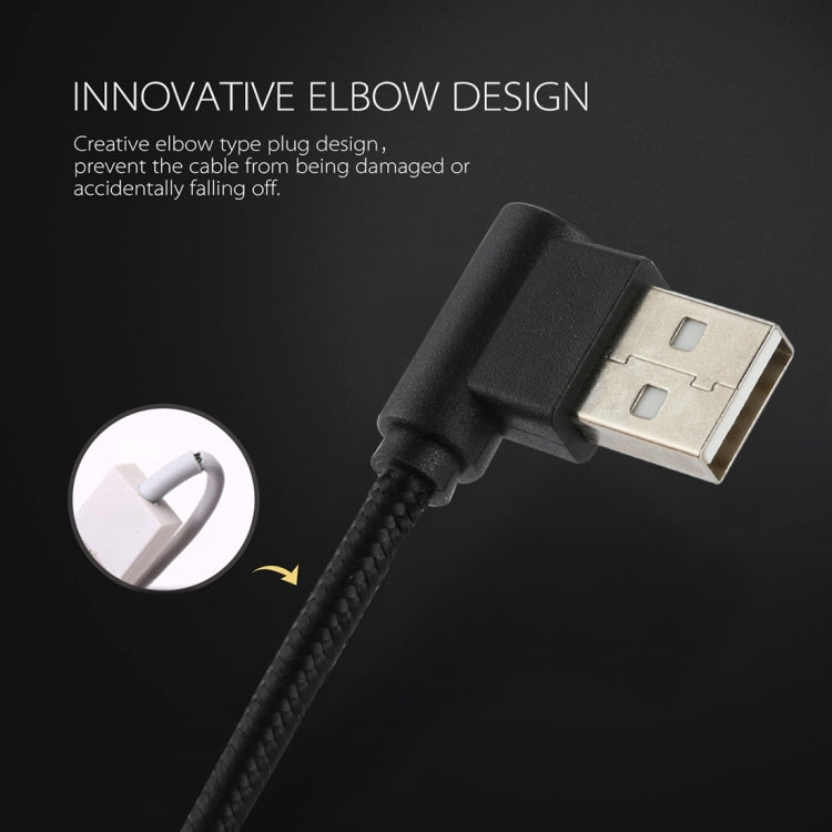 1m USB to Micro USB Nylon Weave Style Double Elbow Charging Cable