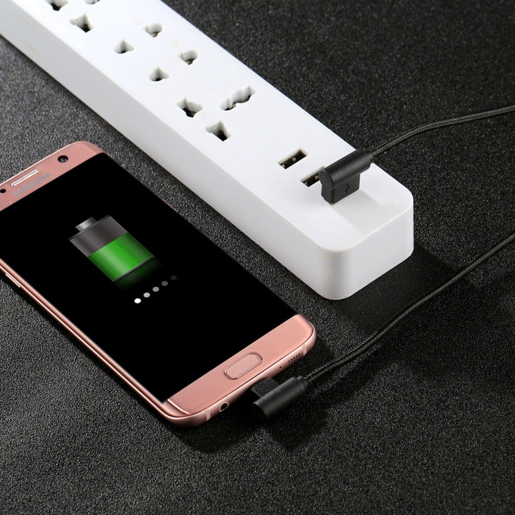 1m USB to Micro USB Nylon Weave Style Double Elbow Charging Cable