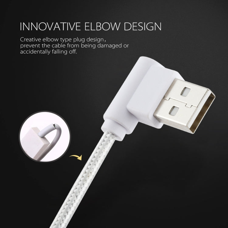 1m USB to Micro USB Nylon Weave Style Double Elbow Charging Cable