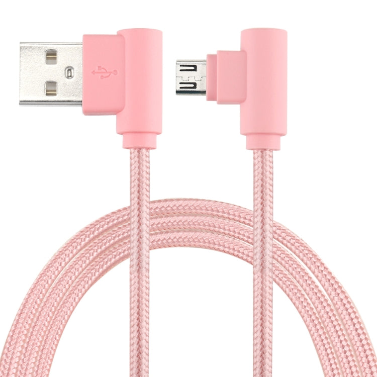 25cm USB to Micro USB Nylon Weave Style Double Elbow Charging Cable, For Samsung / Huawei / Xiaomi / Meizu / LG / HTC and Other Smartphones