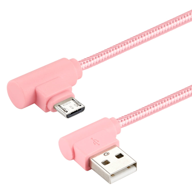 25cm USB to Micro USB Nylon Weave Style Double Elbow Charging Cable, For Samsung / Huawei / Xiaomi / Meizu / LG / HTC and Other Smartphones