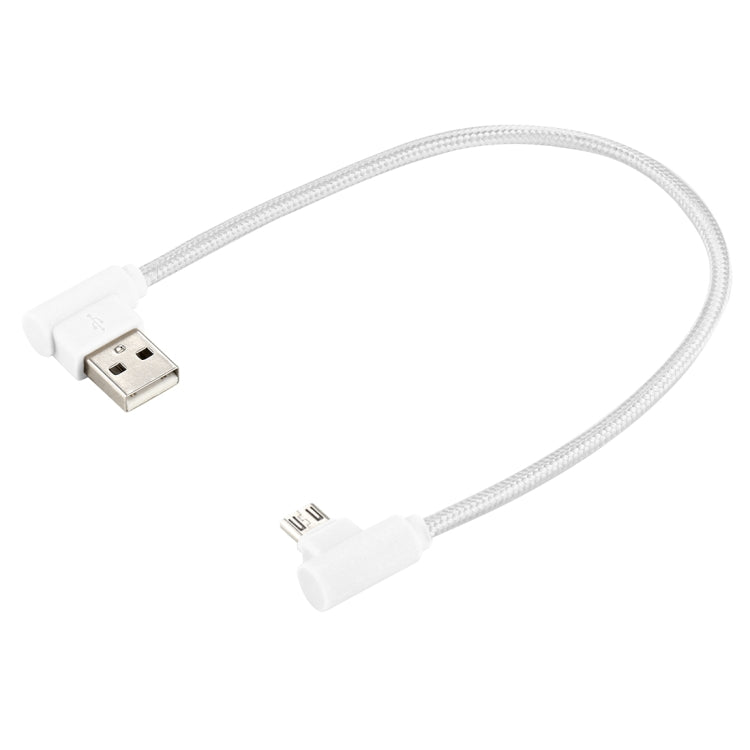 25cm USB to Micro USB Nylon Weave Style Double Elbow Charging Cable, For Samsung / Huawei / Xiaomi / Meizu / LG / HTC and Other Smartphones