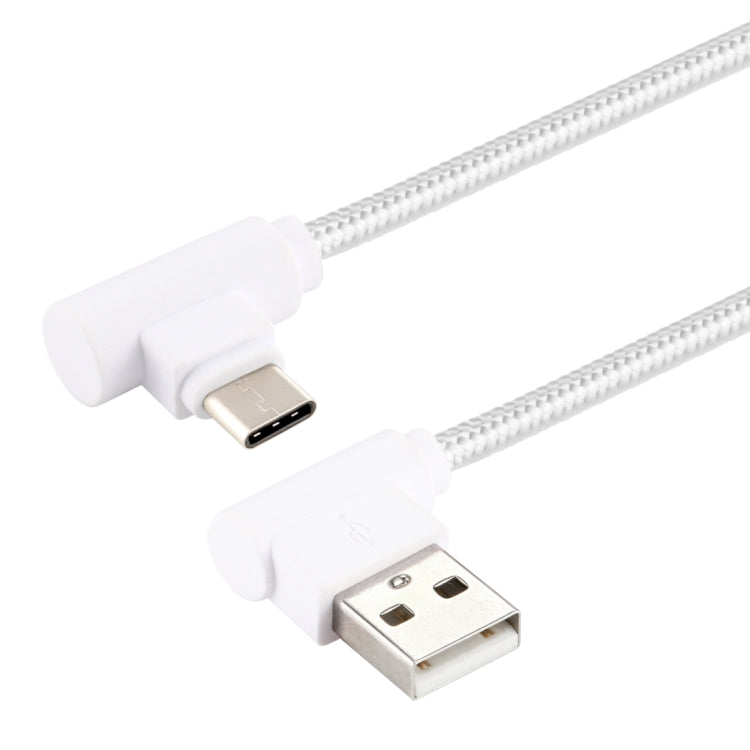 1m USB to USB-C / Type-C Nylon Weave Style Double Elbow Charging Cable