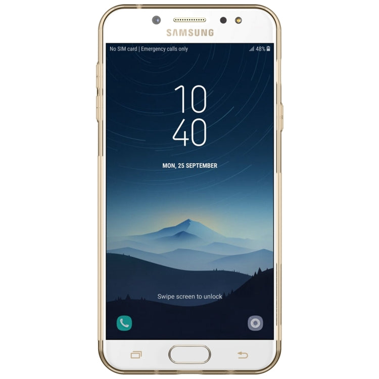NILLKIN Nature TPU Case for Galaxy C7 (2017) Stylish 0.6mm Ultrathin Clear Color Soft Protective Case Back Cover(Gold)