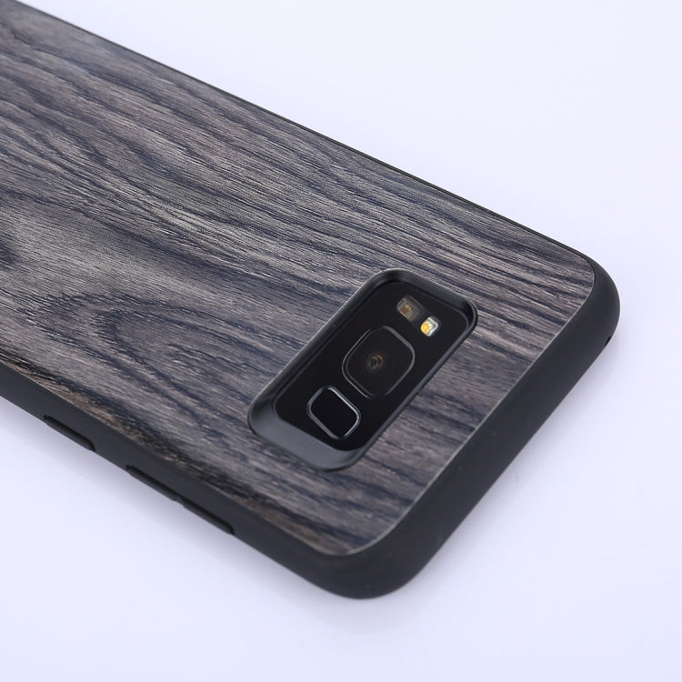For Galaxy S8+ / G955 Wood Texture Leather Paste Protective Back Cover Case